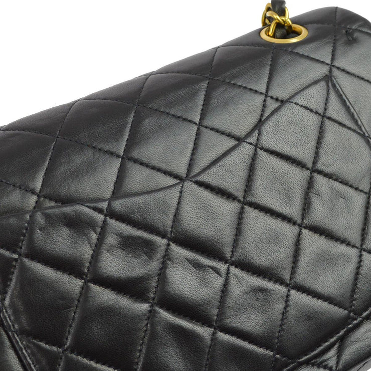 Chanel 1994-1996 Black Lambskin Small Classic Double Flap Shoulder Bag