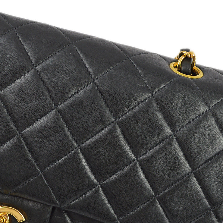 Chanel 1997-1999 Black Lambskin Medium Classic Double Flap Shoulder Bag