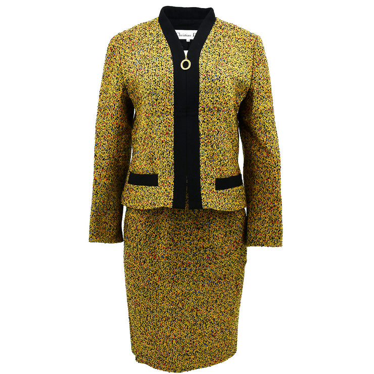 Christian Dior Setup Suit Zip Up Jacket Skirt Yellow #11