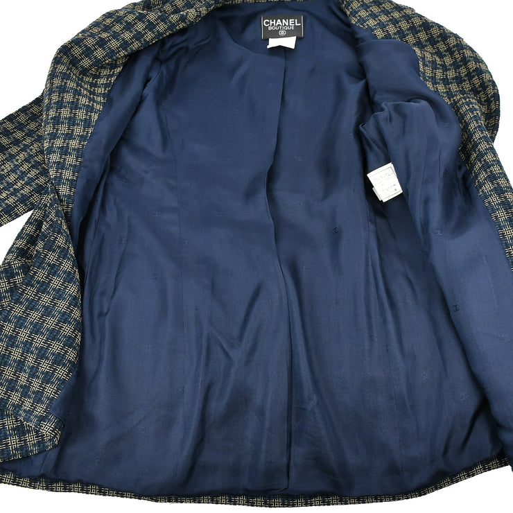 Chanel Single Breasted Jacket Navy 95A #44