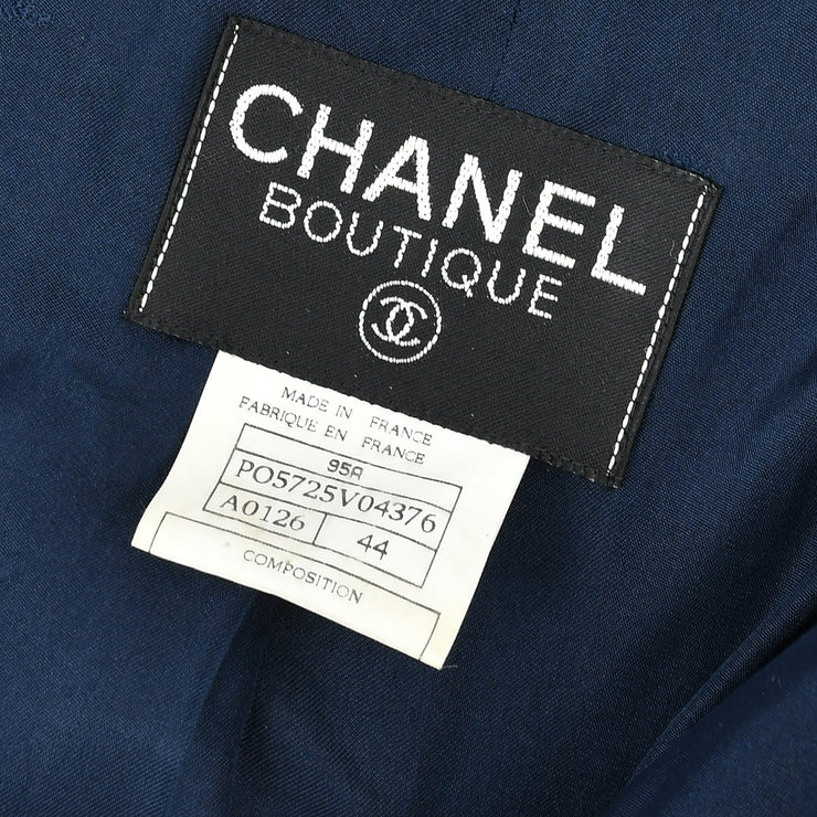 Chanel Single Breasted Jacket Navy 95A #44