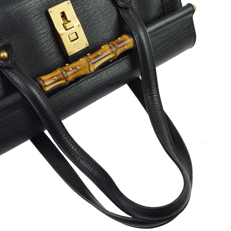 Gucci Black Bamboo Handbag