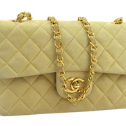 Chanel 1991-1994 Beige Suede Small Classic Double Flap Shoulder Bag