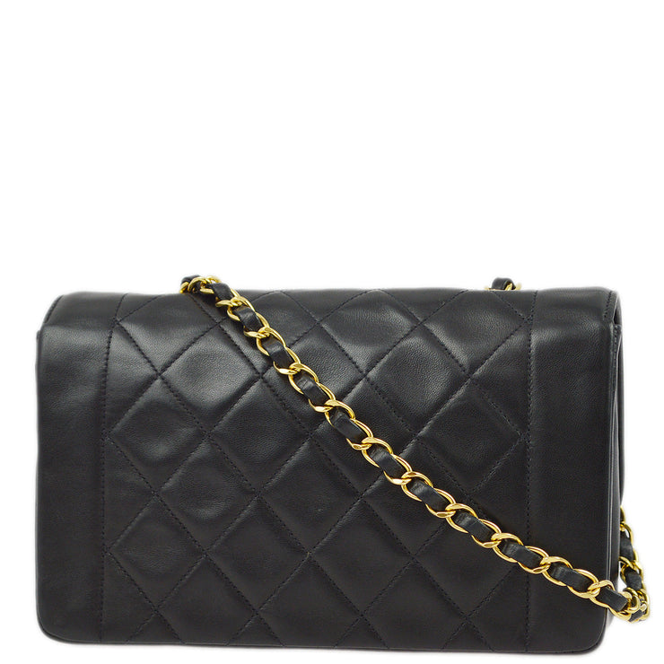 Chanel 1994-1996 Black Lambskin Small Diana Shoulder Bag