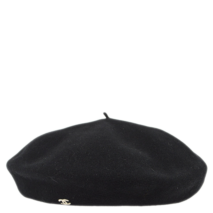 Chanel Oversize Black Hat Beret #57 Small Good