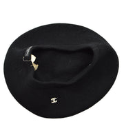 Chanel Oversize Black Hat Beret #57 Small Good