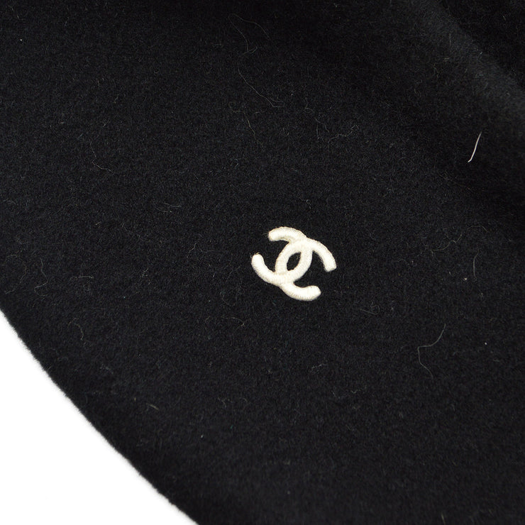 Chanel Oversize Black Hat Beret #57 Small Good