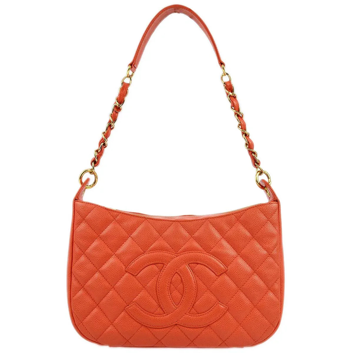 Chanel 2001-2003 Orange Caviar Shoulder Bag