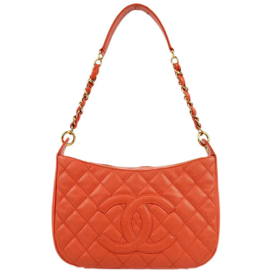 Chanel 2001-2003 Orange Caviar Shoulder Bag