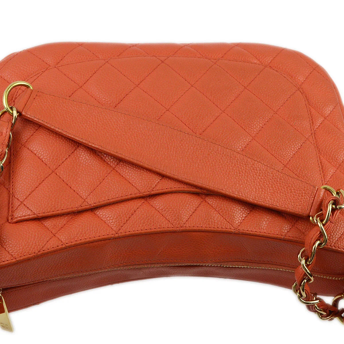 Chanel 2001-2003 Orange Caviar Shoulder Bag