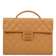 Chanel 1994-1996 Beige Caviar Briefcase Business Handbag