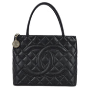 Chanel 2005-2006 Black Caviar Medallion Tote Handbag