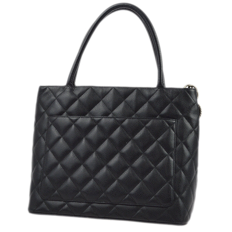 Chanel 2005-2006 Black Caviar Medallion Tote Handbag