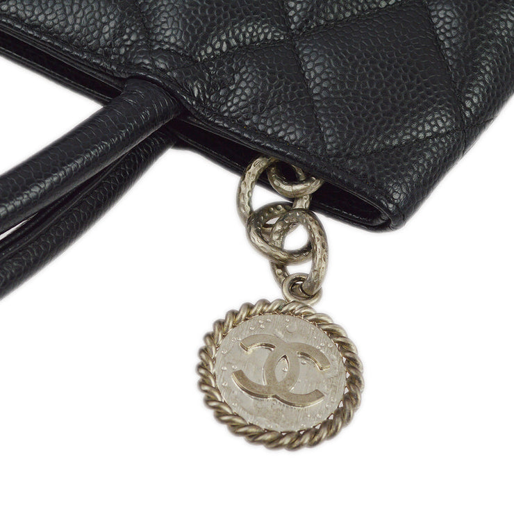 Chanel 2005-2006 Black Caviar Medallion Tote Handbag