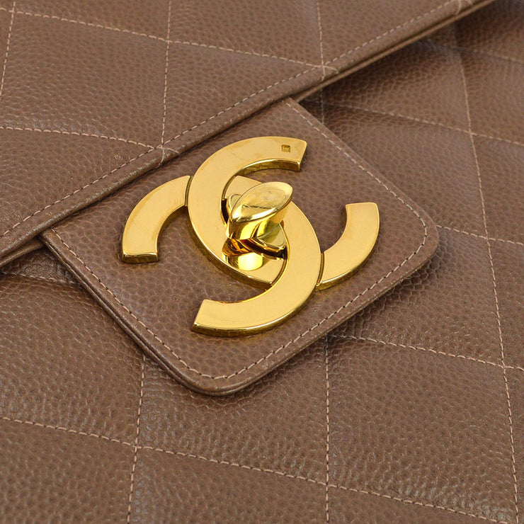 Chanel 1994-1996 Brown Caviar Briefcase Business Handbag