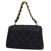 Chanel 1994-1996 Black Satin Chain Handbag