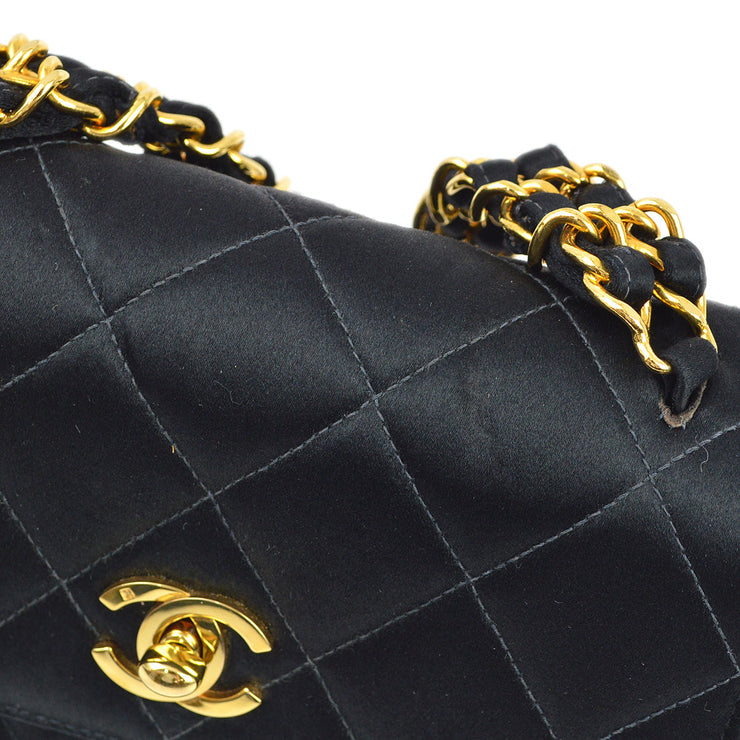 Chanel 1994-1996 Black Satin Chain Handbag