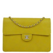 Chanel 1997-1999 Yellow Green Caviar Single Flap Shoulder Bag