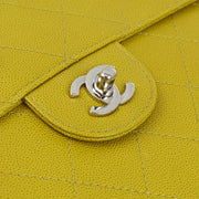 Chanel 1997-1999 Yellow Green Caviar Single Flap Shoulder Bag