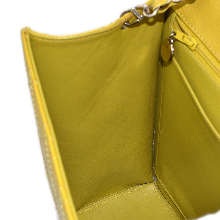 Chanel 1997-1999 Yellow Green Caviar Single Flap Shoulder Bag