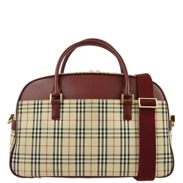 Burberry Beige Bordeaux Burberry Check 2way Shoulder Handbag