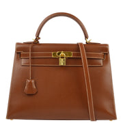 Hermes 2003 Noisette Lisse Kelly 32 Sellier Handbag