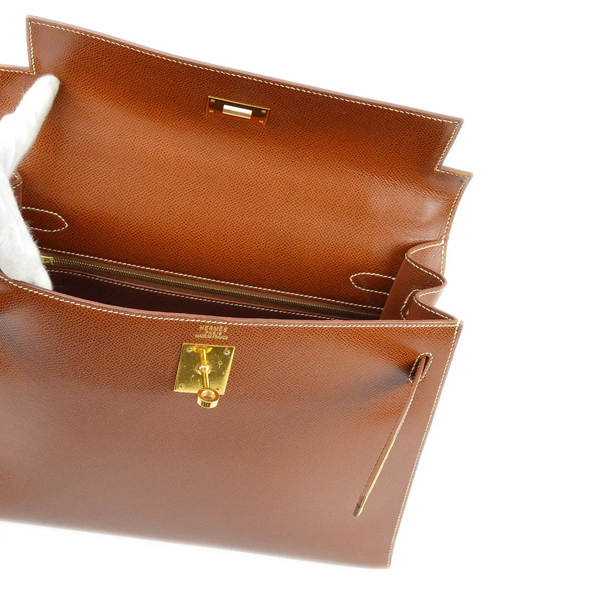 Hermes 2003 Noisette Veau Grain Lisse Kelly 32 Sellier Handbag
