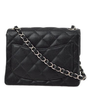 Chanel 2004-2005 Black Caviar Mini Classic Square Flap Shoulder Bag 17