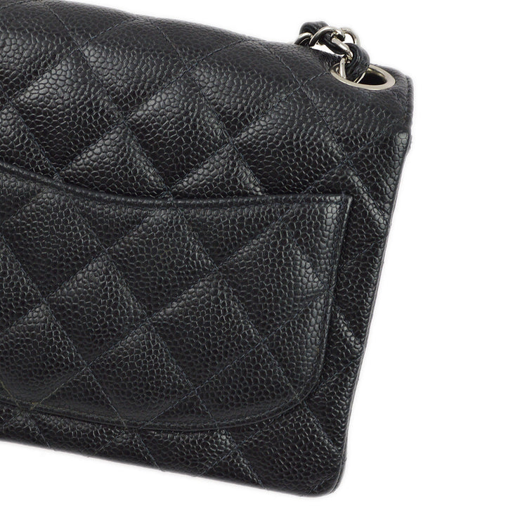 Chanel 2004-2005 Black Caviar Mini Classic Square Flap Shoulder Bag 17