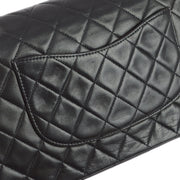 Chanel 1997-1999 Black Lambskin Medium Classic Double Flap Shoulder Bag