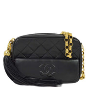 Chanel 1989-1991 Black Lambskin Camera Bag Mini