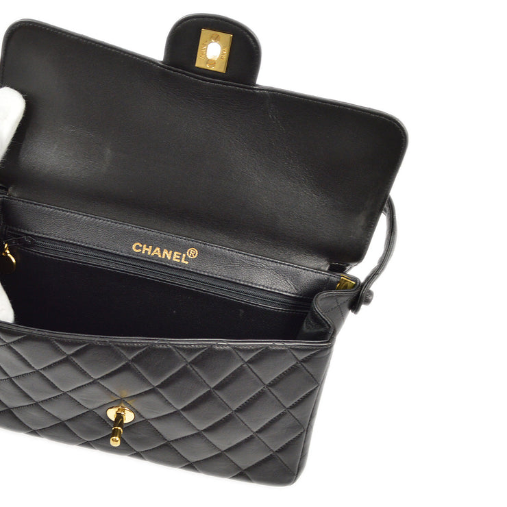 Chanel 1996-1997 Black Lambskin Double Sided Classic Flap Handbag