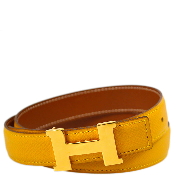 Hermes Yellow Courchevel Constance Reversible Belt #70 Small Good