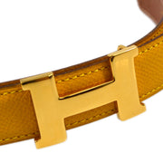 Hermes Yellow Courchevel Constance Reversible Belt #70 Small Good