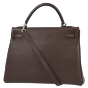 Hermes 2007 Chocolat Togo Kelly 32 Retourne 2way Shoulder Handbag