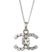 Chanel Silver Necklace Pendant Rhinestone 00A