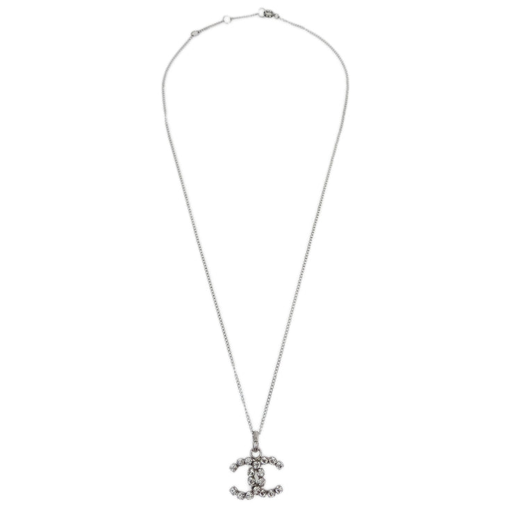 Chanel Silver Necklace Pendant Rhinestone 00A