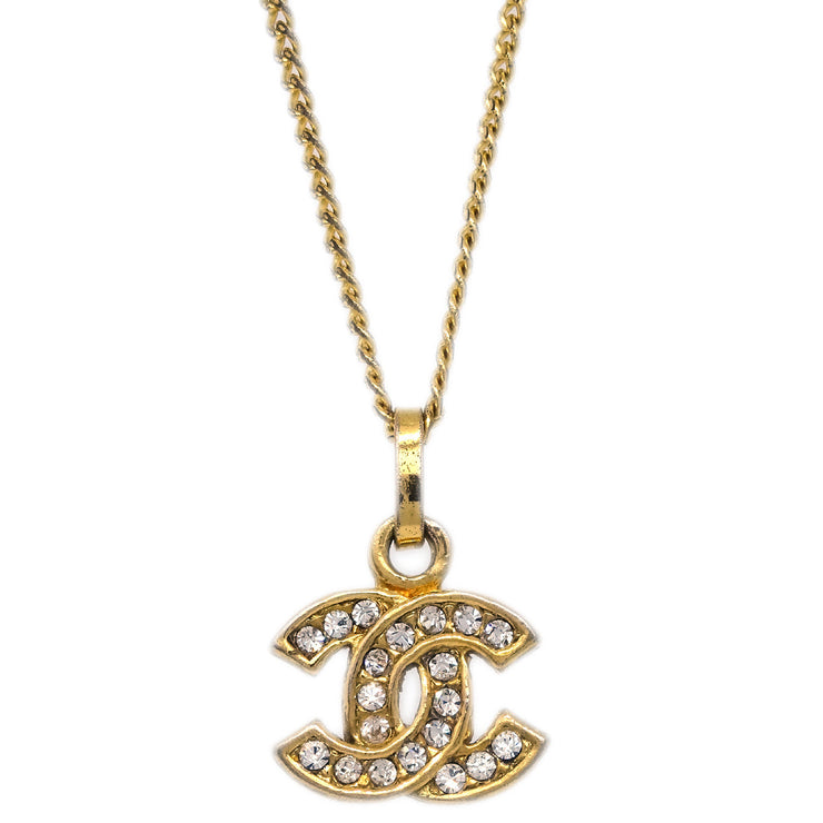 Chanel CC Chain Pendant Necklace Rhinestone Gold 3311/1982