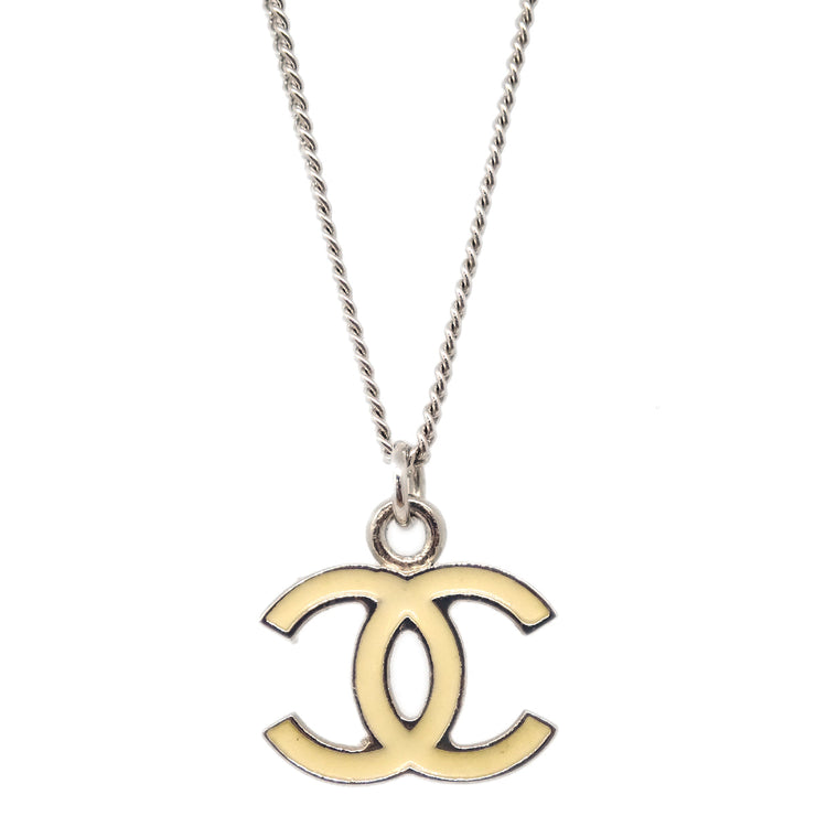 Chanel Chain Necklace Silver White 07V