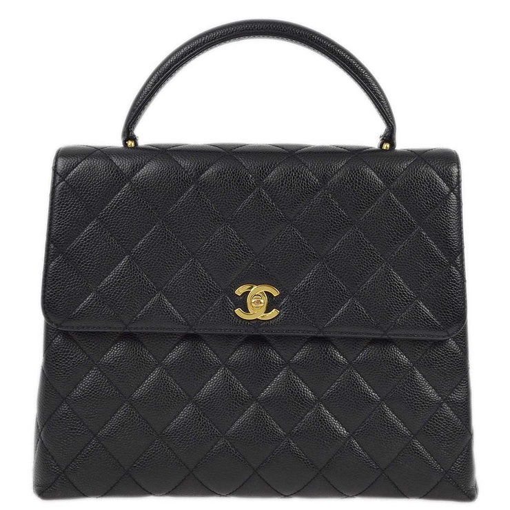 Chanel 2001-2003 Black Caviar Kelly Handbag