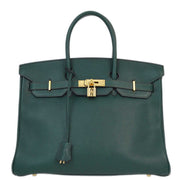 Hermes 2001 Green Buffalo Birkin 35 Handbag