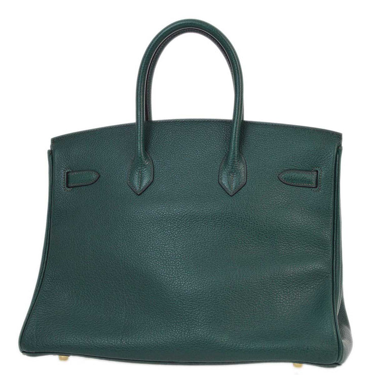 Hermes 2001 Green Buffalo Birkin 35 Handbag