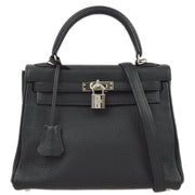 Hermes 2006 Black Togo Kelly 25 Retourne 2way Shoulder Handbag