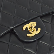 Chanel 2001-2003 Black Lambskin Small Classic Double Flap Shoulder Bag