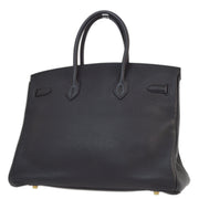 Hermes 2004 Black Taurillon Clemence Birkin 35 Handbag