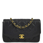 Chanel 1991-1994 Black Caviar Small Diana Shoulder Bag