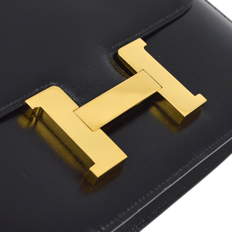 Hermes 1990 Black Box Calf Constance 23 Shoulder Bag