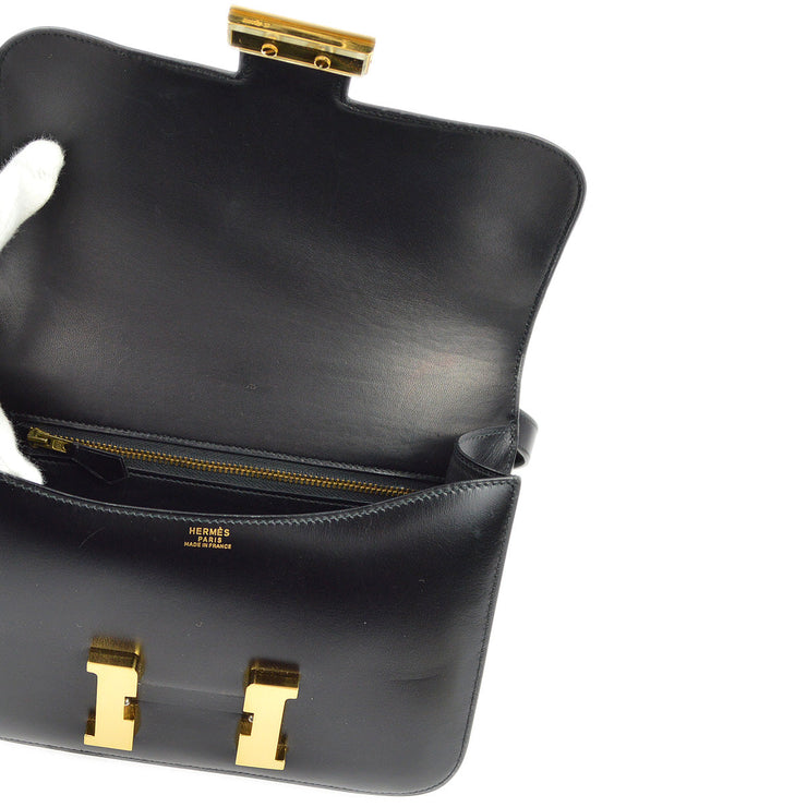 Hermes 1990 Black Box Calf Constance 23 Shoulder Bag