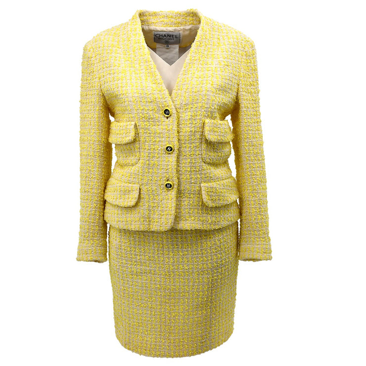 Chanel Setup Suit Jacket Skirt Yellow 95P #38