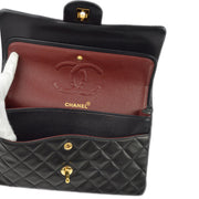 Chanel 1991-1994 Black Lambskin Medium Classic Double Flap Shoulder Bag